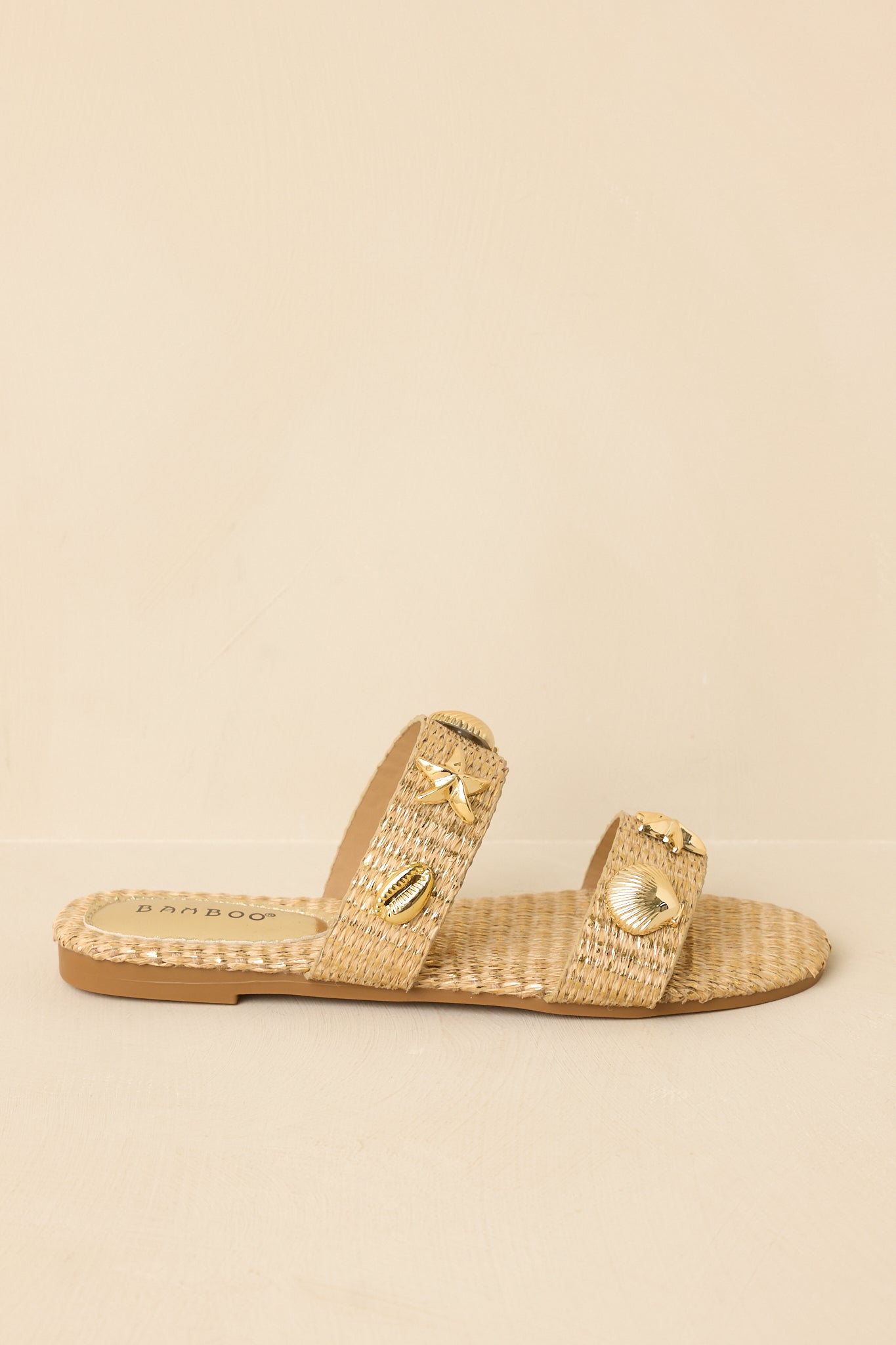Stay by the Sea Gold Raffia Slip-On Sandals
