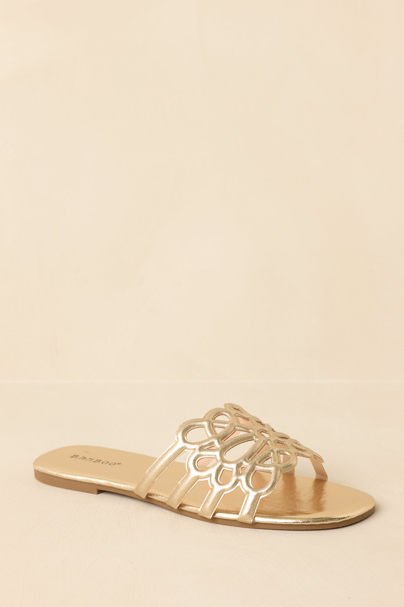 Slip Into Something Pretty Gold Cutout Slide Sandals