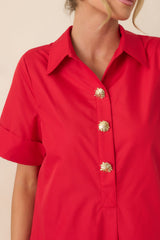 Read The Signs Red Short Sleeve Maxi Dress