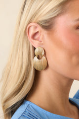 Nothing But Glam Gold Textured Statement Drop Earrings