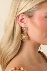 So Stunning Gold & Pearl Statement Earrings