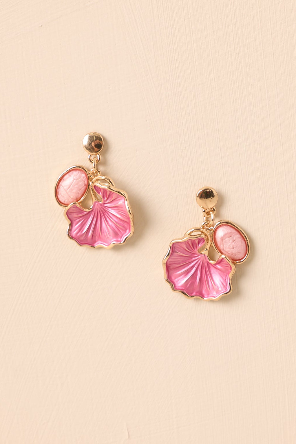 Don't Mention It Pink Pearlescent Flower Drop Earrings