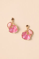 Don't Mention It Pink Pearlescent Flower Drop Earrings