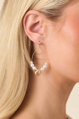 Charmed By the Sea Gold Shell & Pearl Teardrop Earrings
