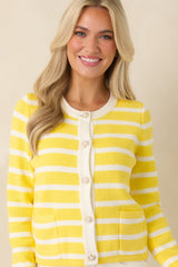 Prosperina Kennedy Sunshine Yellow Stripe Cotton Cardigan