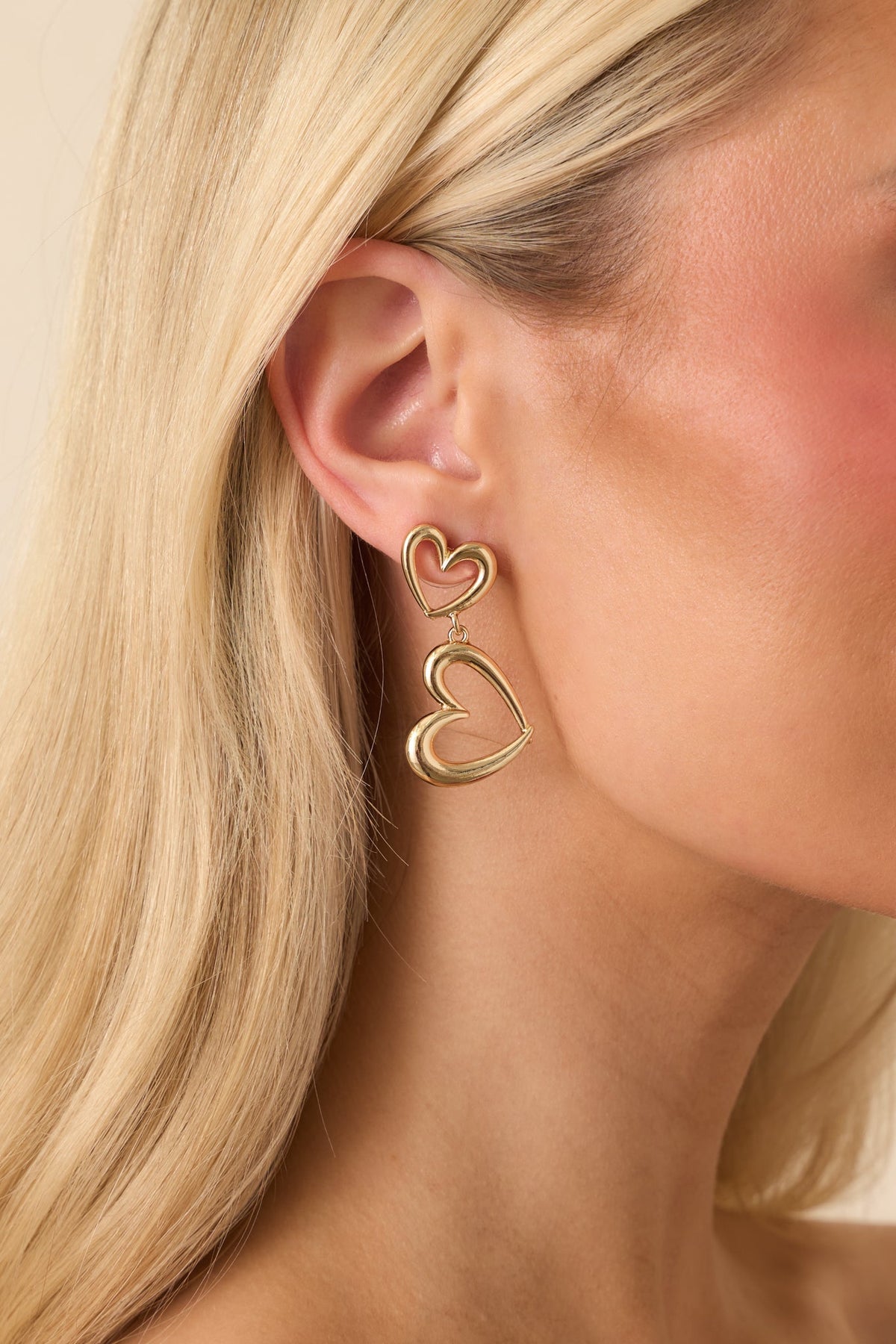 Within My Heart Gold Open Heart Drop Earrings
