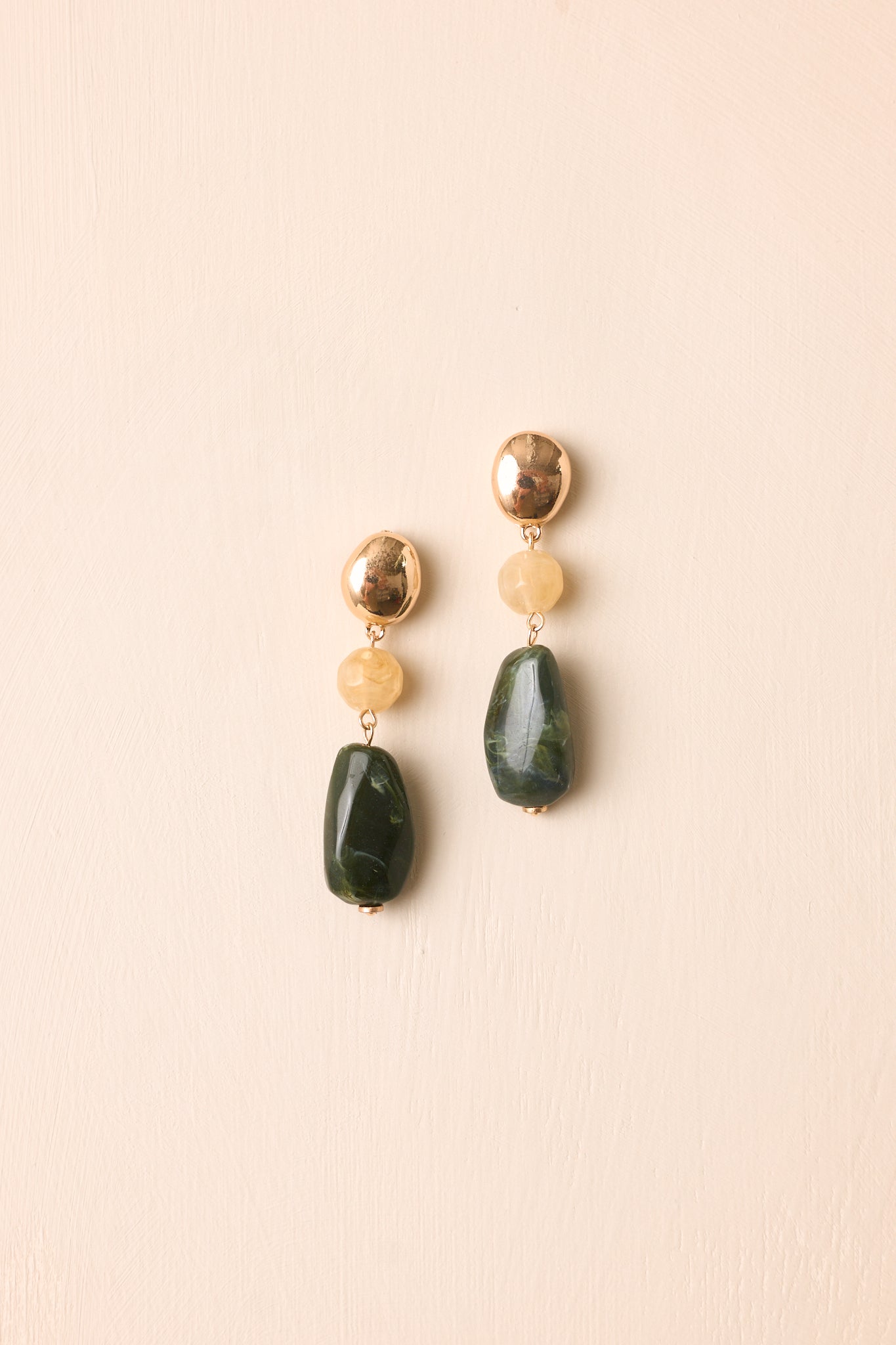 Well Composed Gold & Green Drop Earrings