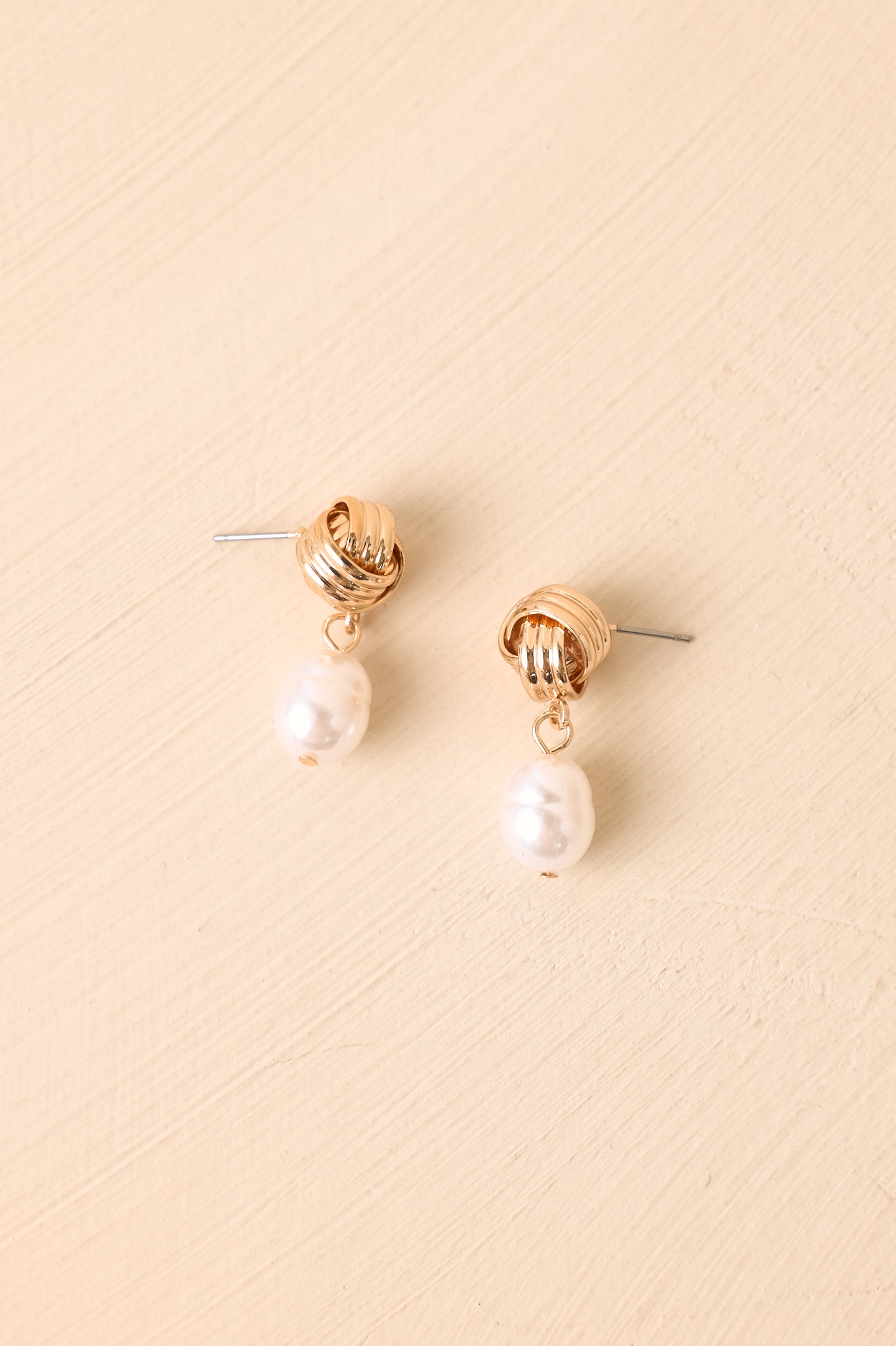 Tied Together Gold & Pearl Drop Earrings