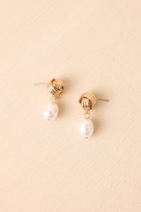 Tied Together Gold & Pearl Drop Earrings