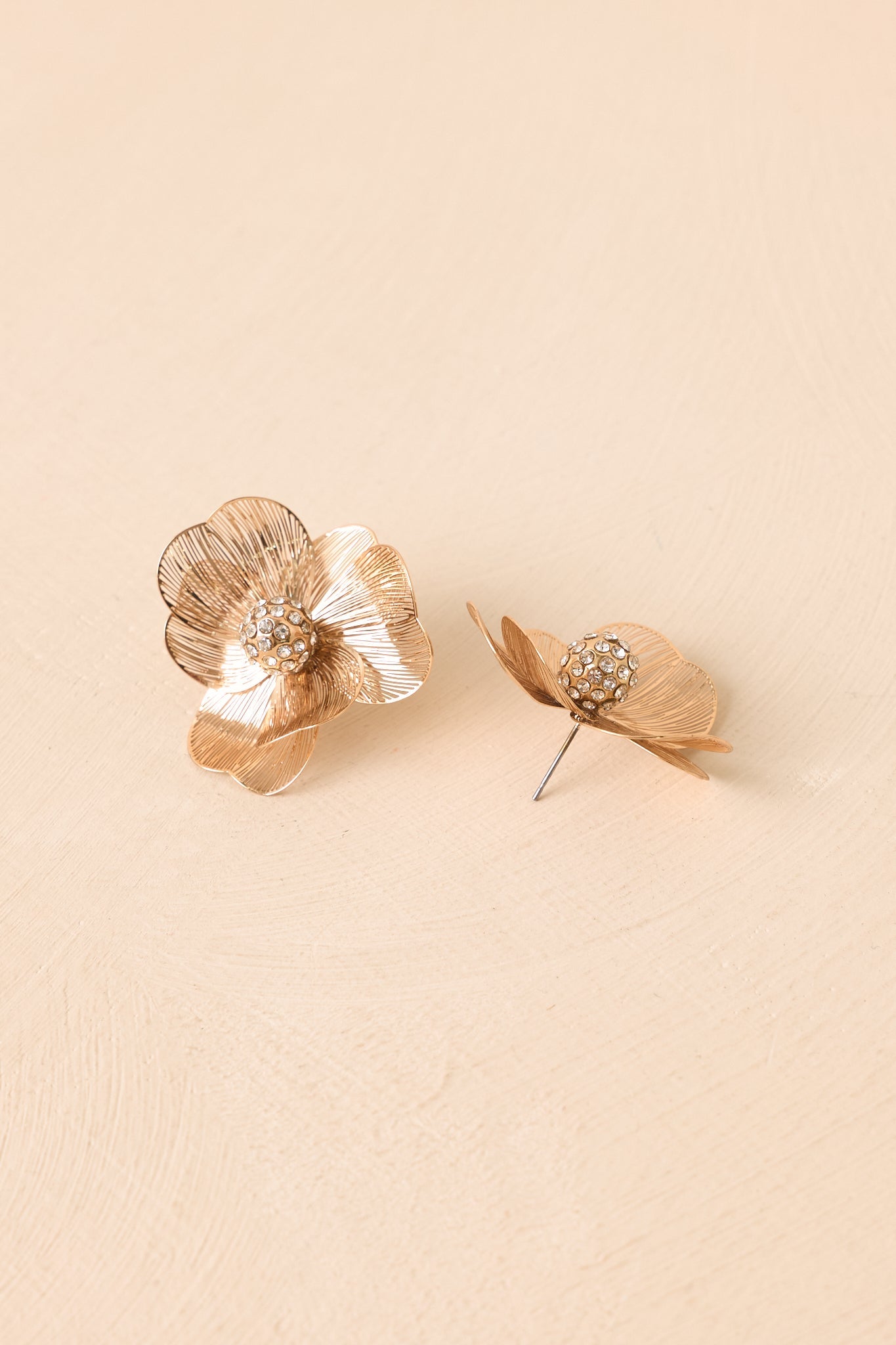 Tell Me Again Gold & Crystal Floral Statement Earrings
