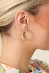 Soft Shimmer Gold Textured Hoop Earrings