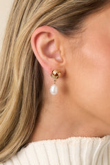Tied Together Gold & Pearl Drop Earrings