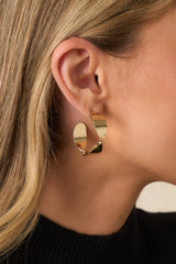Now We're Talking Gold Abstract Twisted Hoop Earrings