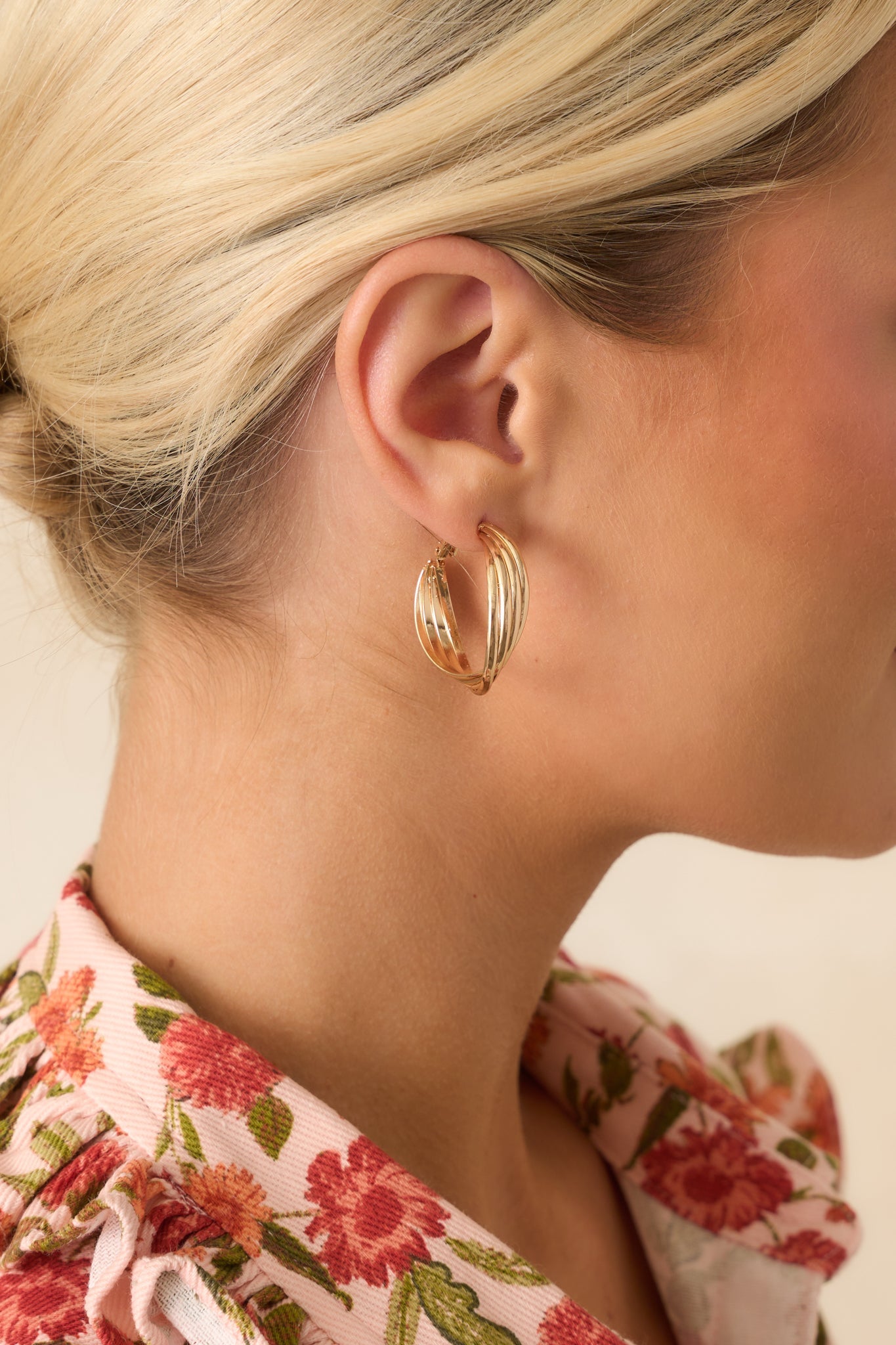 Golden Sunset Gold Twisted Hoop Earrings