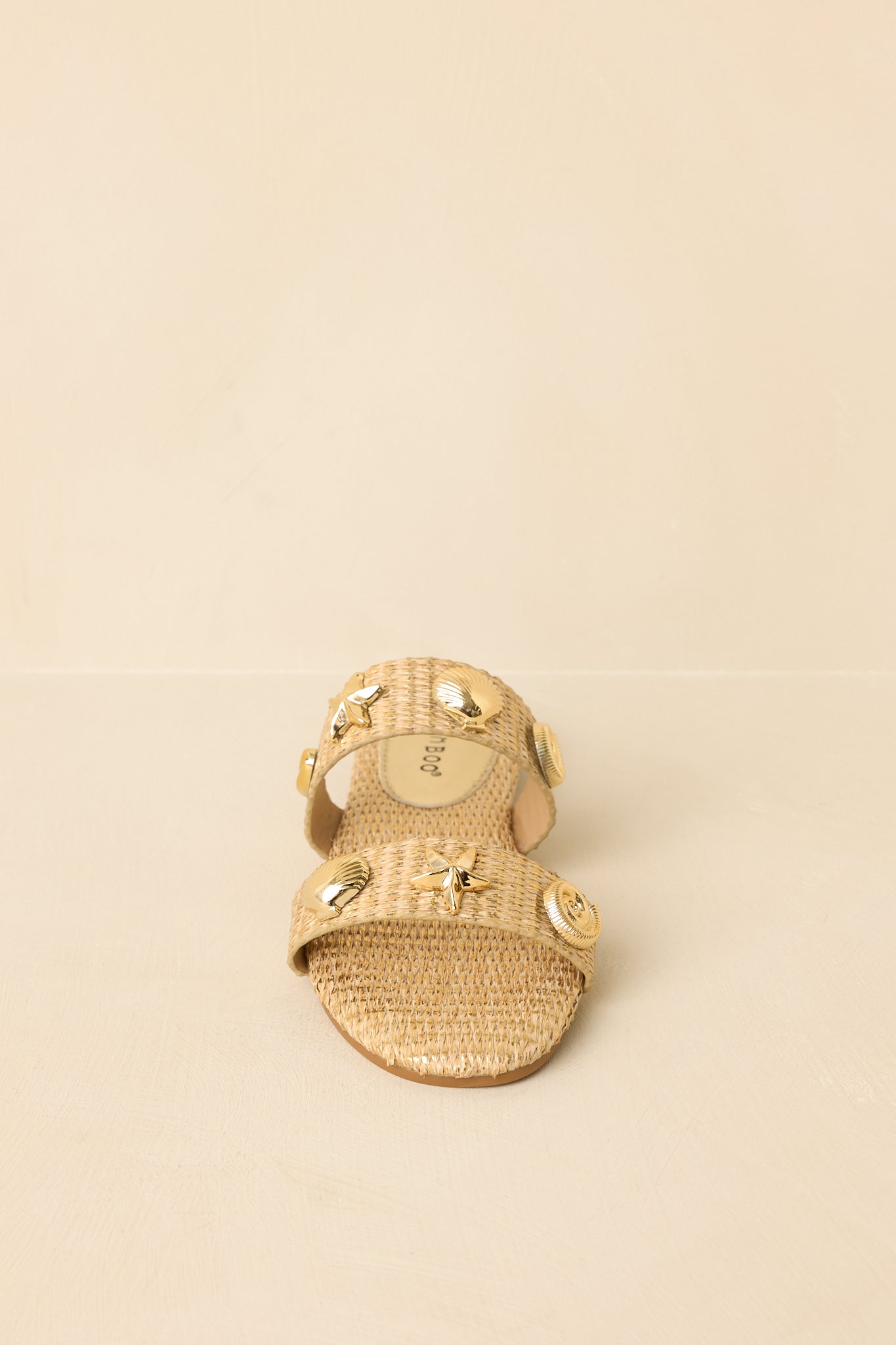 Stay by the Sea Gold Raffia Slip-On Sandals