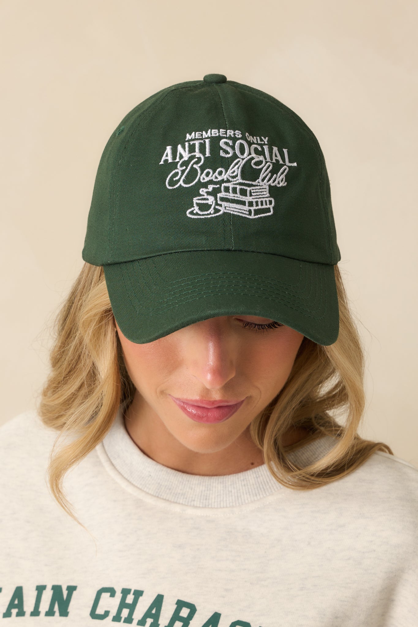 Anti-Social Book Club Member Hunter Green Cotton Baseball Cap