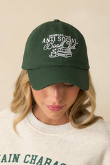 Anti-Social Book Club Member Hunter Green Cotton Baseball Cap