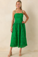 This Is It Green Cotton Eyelet Sleeveless Midi Dress