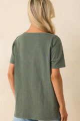 Z Supply Hunter Green Cotton Lively Slub V-Neck Tee
