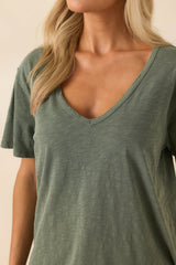 Z Supply Hunter Green Cotton Lively Slub V-Neck Tee