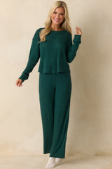 Z Supply Mistletoe Green Dawn Smocked Ribbed Knit Pants