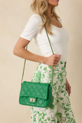 Everyday Pleasures Green Quilted Chain Strap Handbag