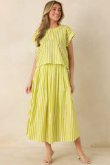 Making Moves Chartreuse Green Stripe Cotton Maxi Skirt
