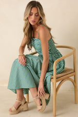 FRNCH Felice Green Stripe Cotton Sleeveless Maxi Dress