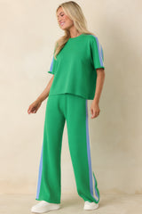I'm Into It Green Multi Knit Stripe Wide Leg Pants