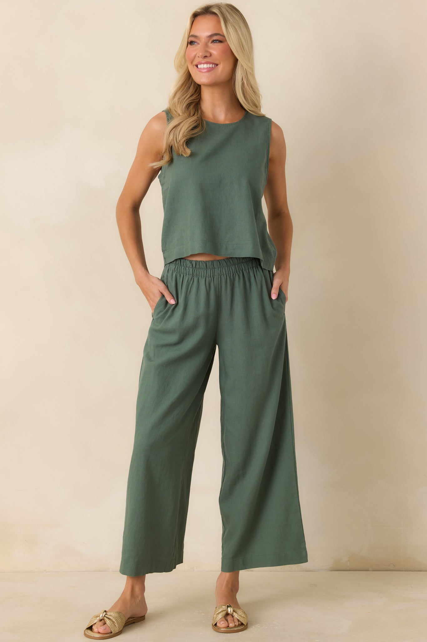 Z Supply Scout Everglade Green Linen Pants