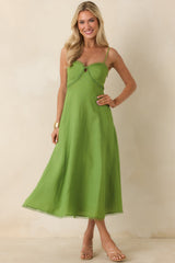 ASTR The Label Christie Green Linen Blend Midi Dress