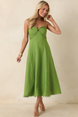 ASTR The Label Christie Green Linen Blend Midi Dress