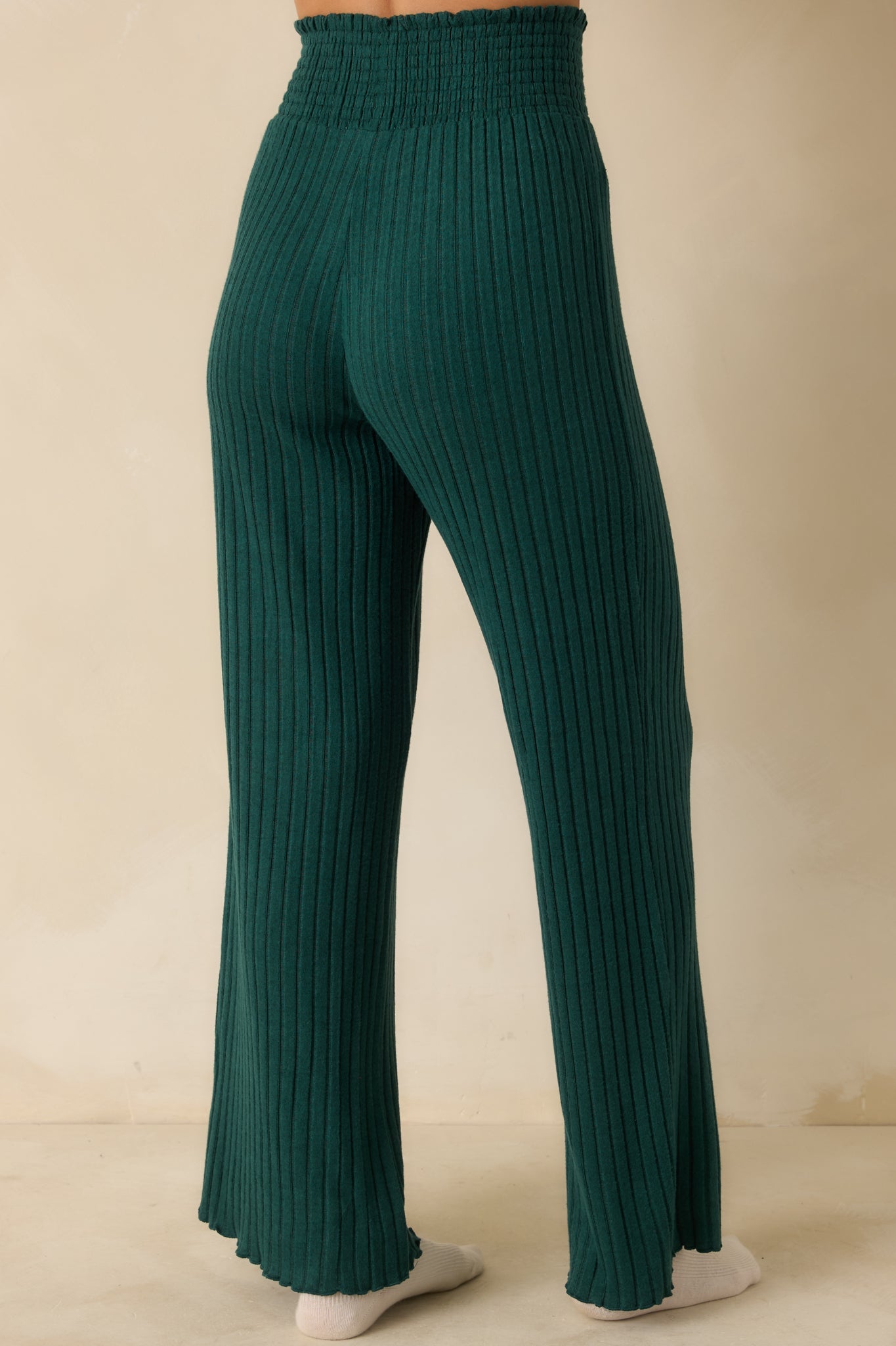 Z Supply Mistletoe Green Dawn Smocked Ribbed Knit Pants