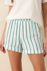 Z Supply Rainforest Green Stripe Cotton Cabana Shorts