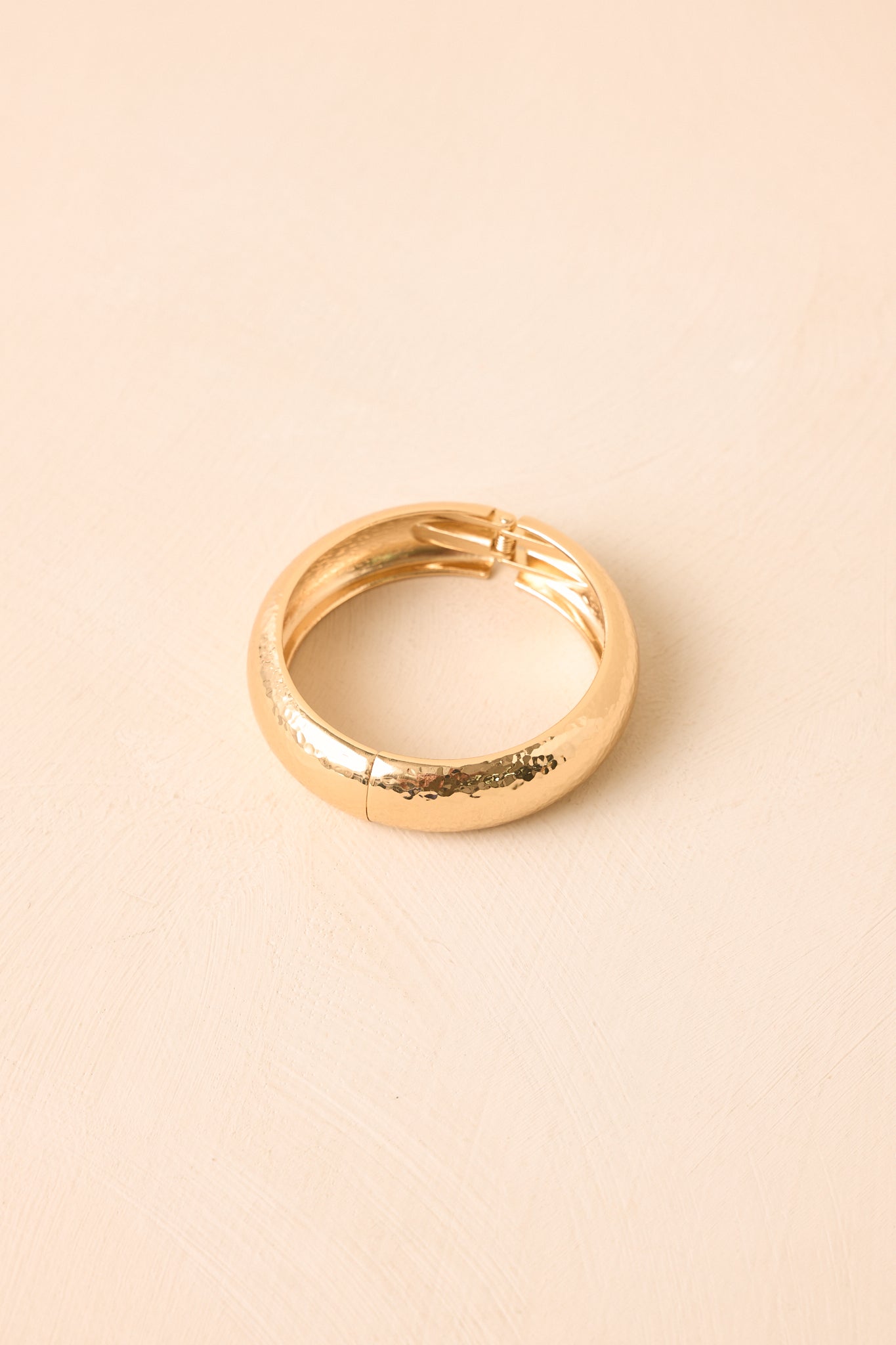 Hold On to Me Gold Hammered Hinged Cuff Bracelet