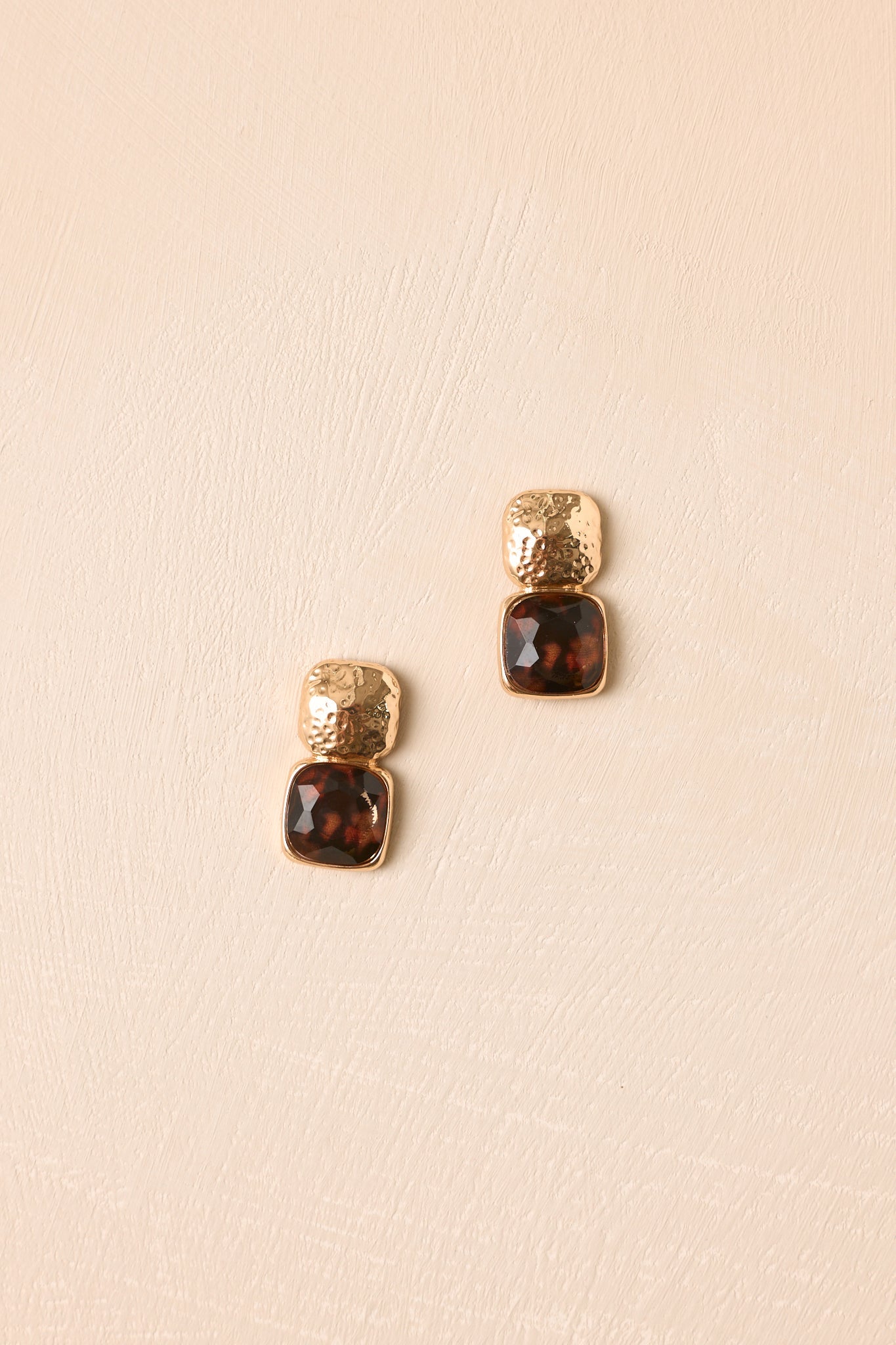 Too Good to Pass Up Gold Textured Tortoise Drop Earrings