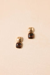Too Good to Pass Up Gold Textured Tortoise Drop Earrings
