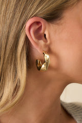 For Real This Time Gold Hammered Sculptural Hoop Earrings