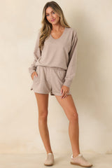 Z Supply Everyday Heather Beige French Terry V-Neck