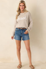 Z Supply Natural Heather Cotton Boyfriend Beach Sweater
