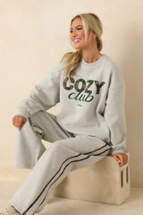 Cozy Club Heather Grey Crewneck Sweatshirt