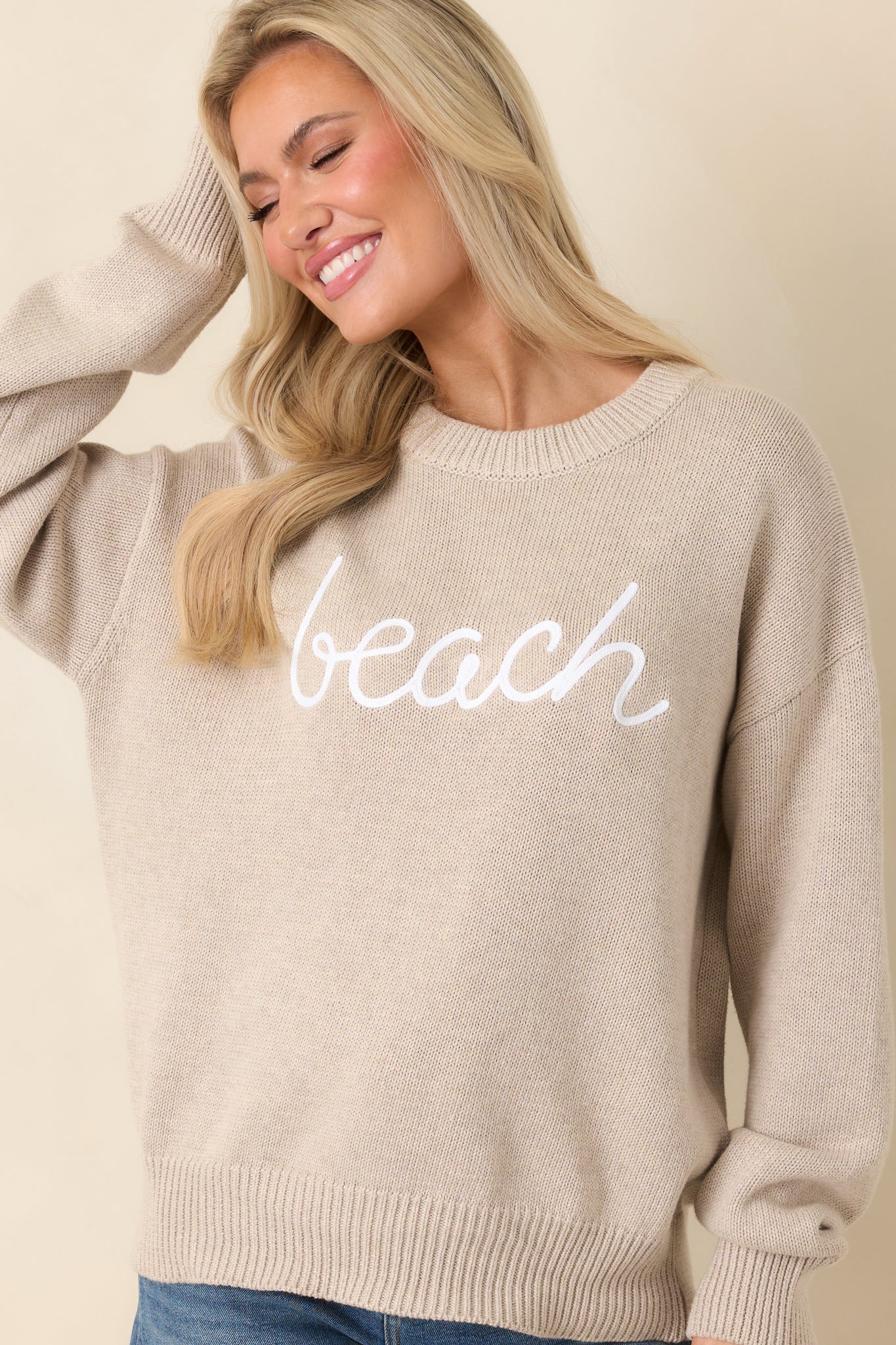 Z Supply Natural Heather Cotton Boyfriend Beach Sweater