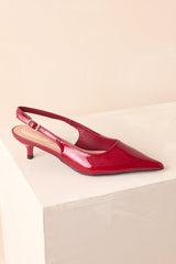 Meant To Be Me Red Patent Pointed-Toe Slingback Kitten Heels