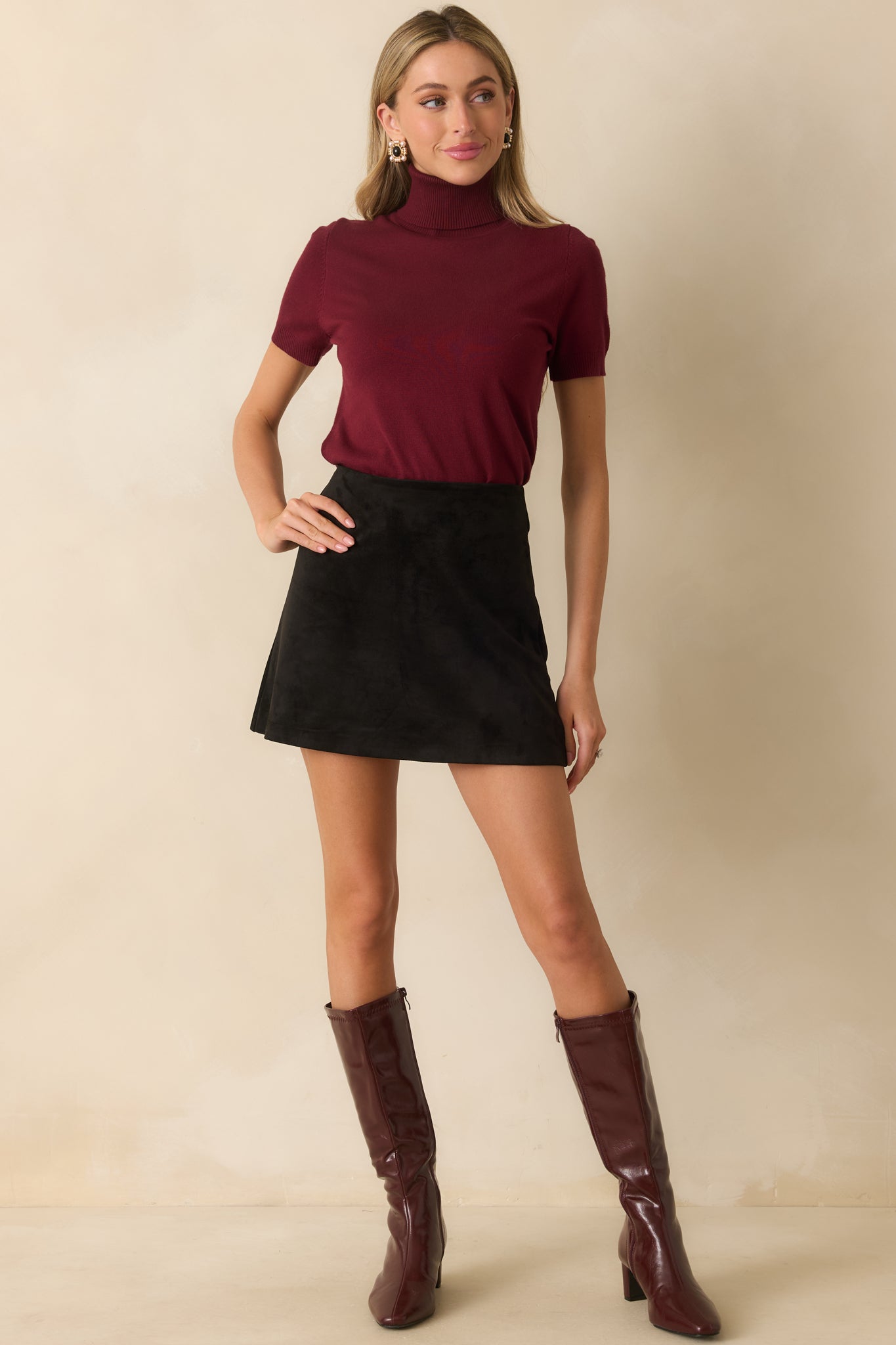 Z Supply Black Ciera Faux Suede Mini Skirt