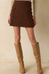 Let's Be Honest Chocolate Brown Cable Knit Mini Skirt