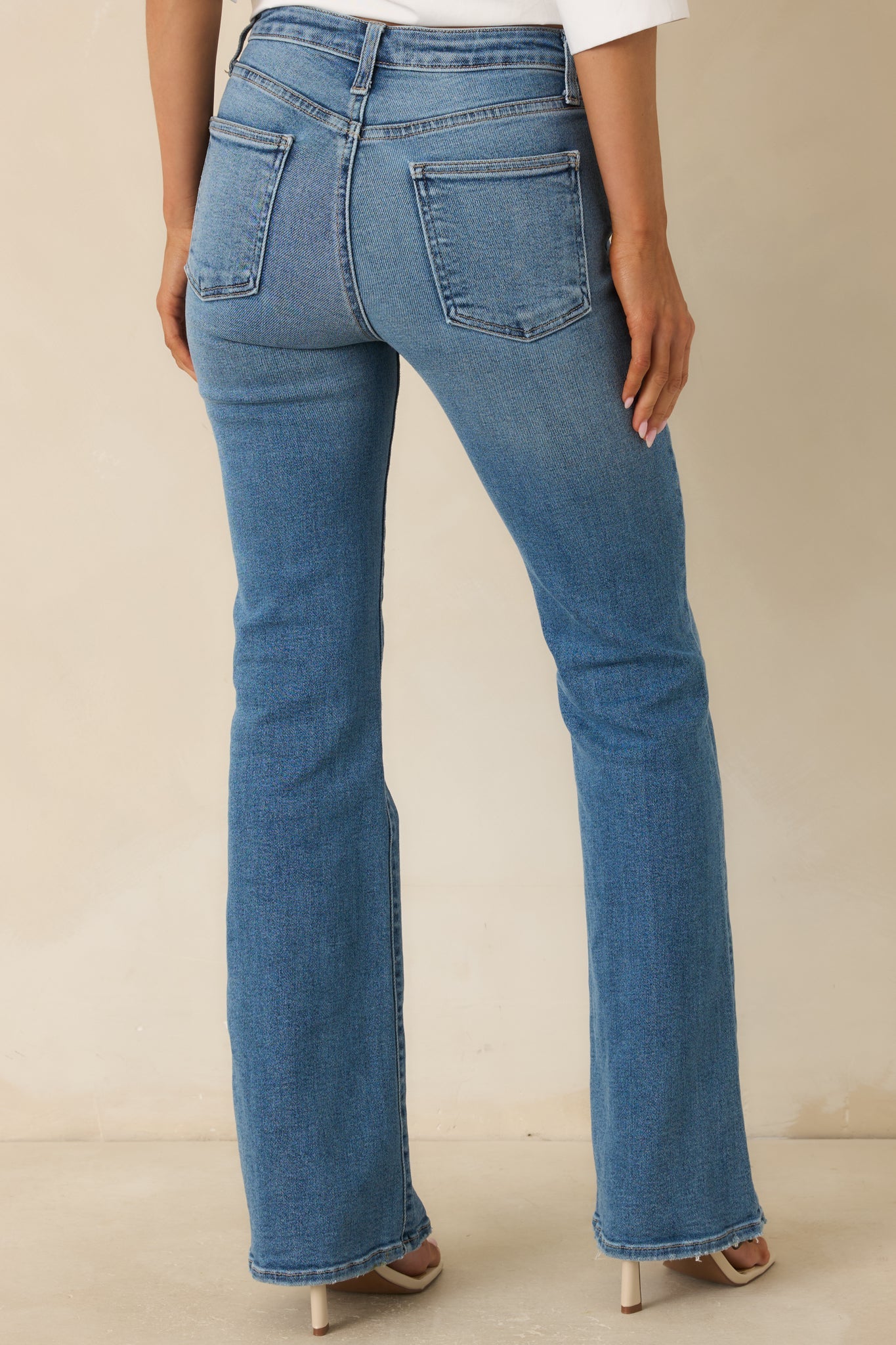 Like Second Nature Medium Wash Cotton Denim Flared Jeans