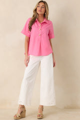 Whispers of Elegance Ivory Embroidered Lace Trim Cotton Pants