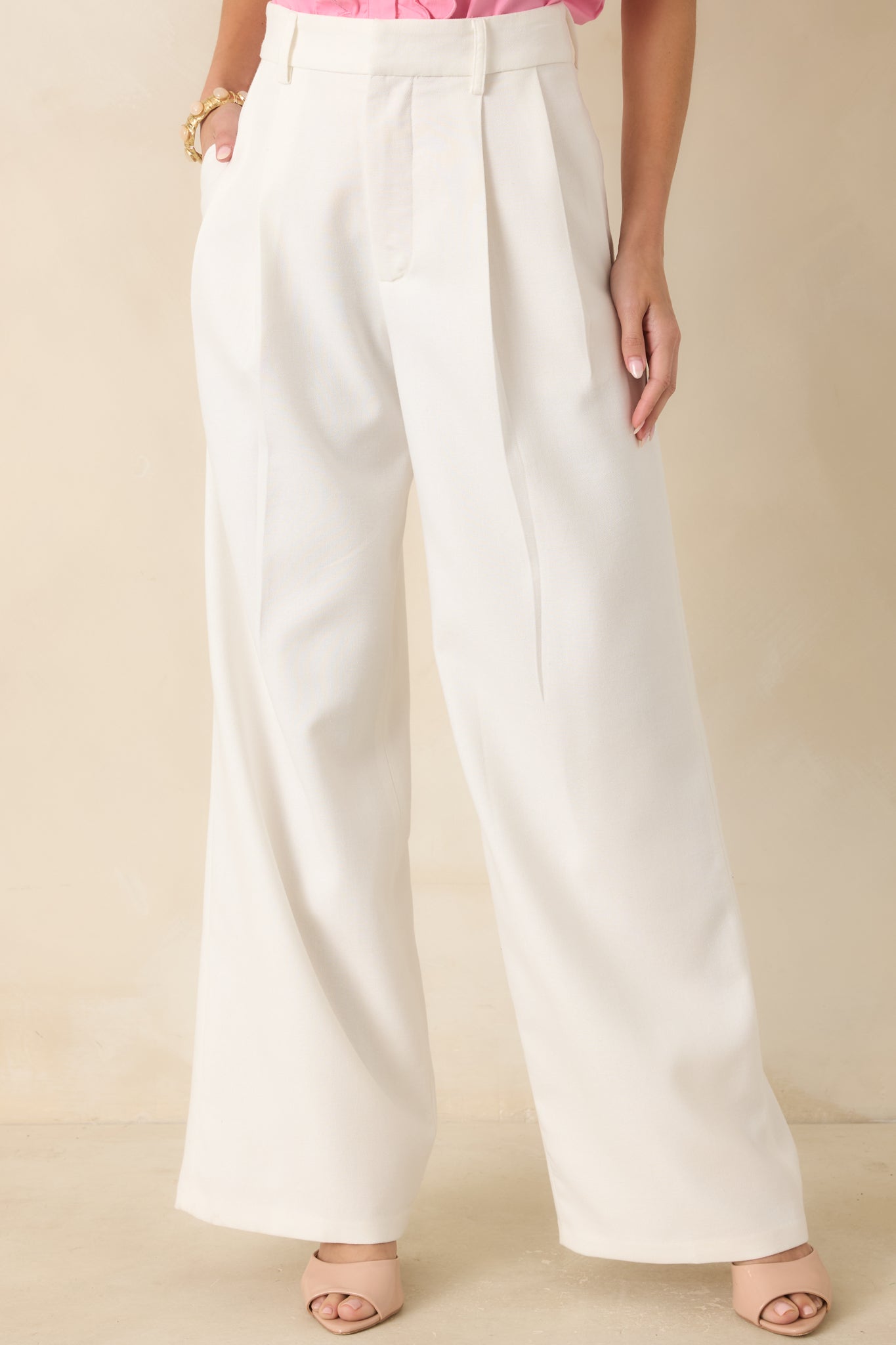 ASTR The Label Talulla Ivory Cotton Linen Wide Leg Pants