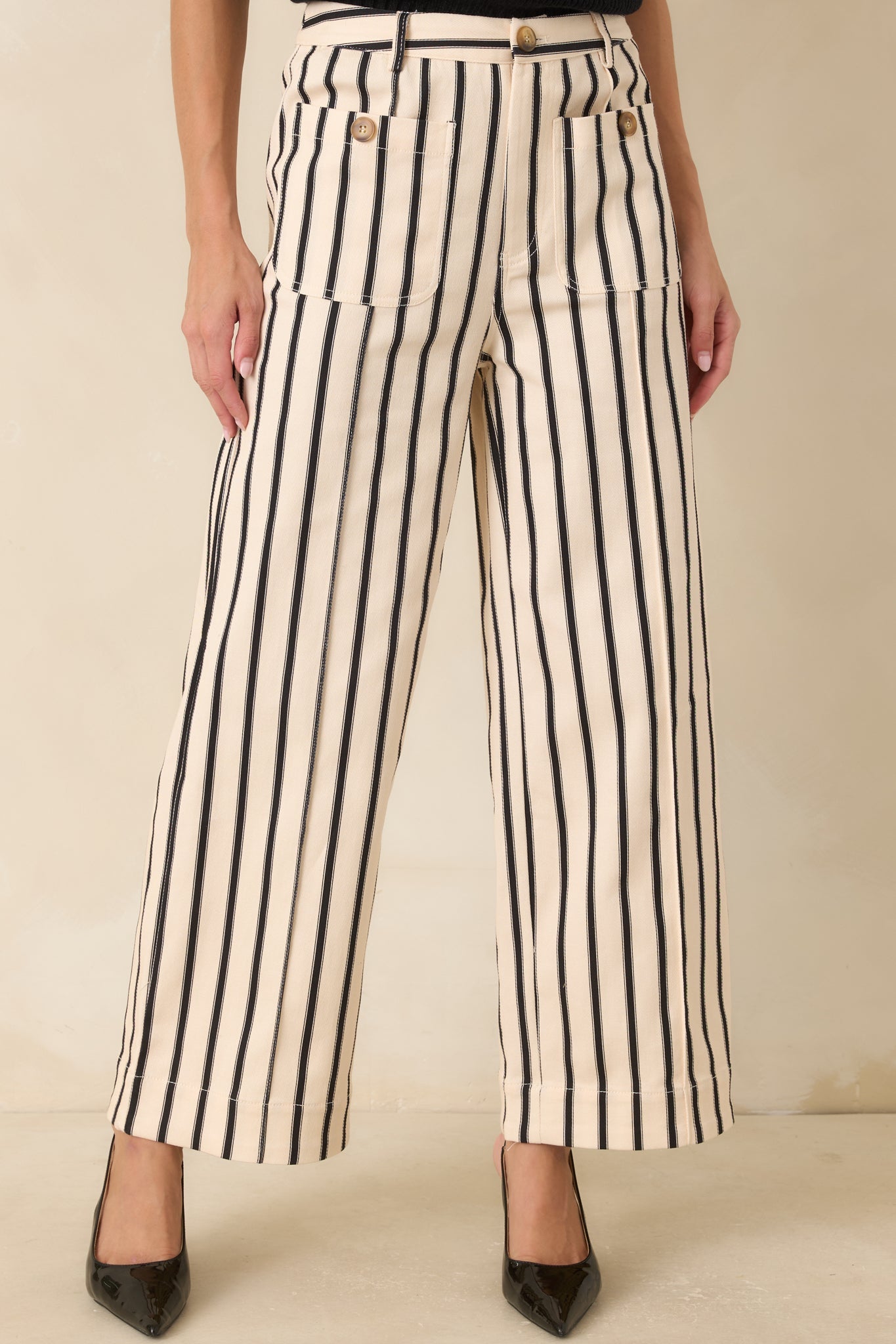 Leading the Way Black Stripe Cotton Pants