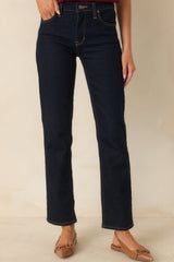 Forever Again Deep Indigo Straight Leg Jeans